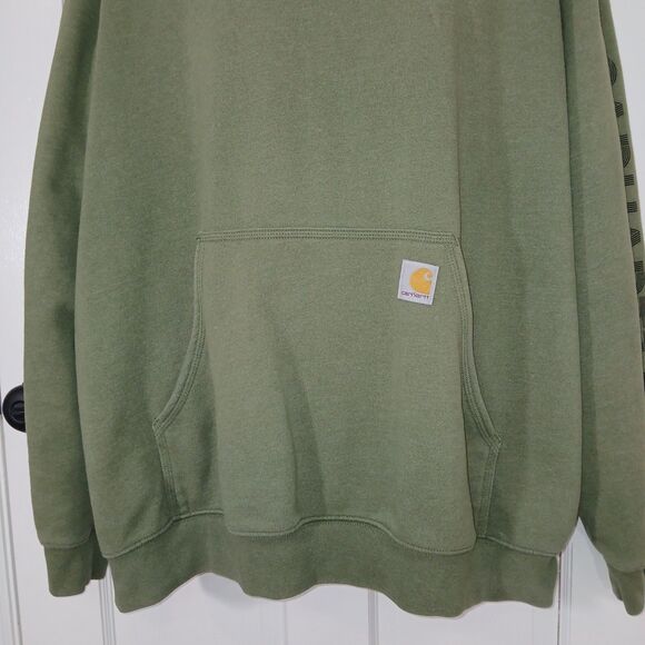 ​Carhartt Men's 2XL Loose Fit Midweight Hoodie Moss Green Logo Sleeve TS6022-M - Picture 3 of 15
